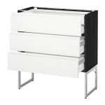 МЕТОД / МАКСИМЕРА Напольн шкаф 3фронт пнл/2низ/2ср ящ - под дерево черный, Воксторп белый, 80x37x60 см МЕТОД / МАКСИМЕРА Напольн шкаф 3фронт пнл/2низ/2ср ящ - под дерево черный, Воксторп белый, 80x37x60 см