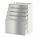 МЕТОД / МАКСИМЕРА Напольный шкаф с 5 ящиками - белый, Гревста нержавеющ сталь, 60x37 см
