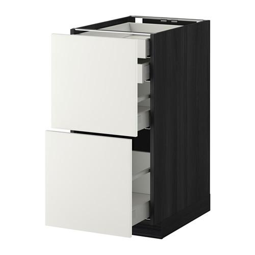 МЕТОД / МАКСИМЕРА Напл шк 2 фрнт/2низ/1срд/1 выс ящ - под дерево черный, Хэггеби белый, 40x60 см