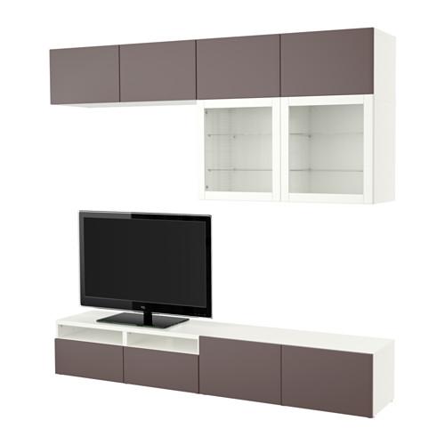 БЕСТО Шкаф для ТВ, комбин/стеклян дверцы - белый/Вальвикен темно-коричневый, прозрачное стекло, направляющие ящика,нажимные БЕСТО Шкаф для ТВ, комбин/стеклян дверцы - белый/Вальвикен темно-коричневый, прозрачное стекло, направляющие ящика,нажимные