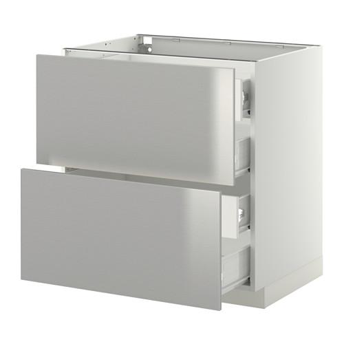 МЕТОД / ФОРВАРА Напольн шкаф 2 фронт пнл/4 средн ящ - белый, Гревста нержавеющ сталь, 80x60 см МЕТОД / ФОРВАРА Напольн шкаф 2 фронт пнл/4 средн ящ - белый, Гревста нержавеющ сталь, 80x60 см