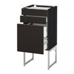 МЕТОД / МАКСИМЕРА Напольн шкаф 3фронт пнл/2низ/2ср ящ - под дерево черный, Кунгсбакка антрацит, 40x37x60 см МЕТОД / МАКСИМЕРА Напольн шкаф 3фронт пнл/2низ/2ср ящ - под дерево черный, Кунгсбакка антрацит, 40x37x60 см