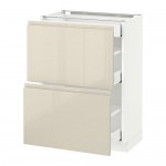 МЕТОД / МАКСИМЕРА Напольный шкаф/2фасада/3ящика - белый, Воксторп глянцевый светло-бежевый, 60x37 см МЕТОД / МАКСИМЕРА Напольный шкаф/2фасада/3ящика - белый, Воксторп глянцевый светло-бежевый, 60x37 см