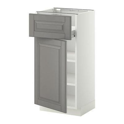 МЕТОД / ФОРВАРА Напольн шкаф с полкой/ящиком/дверью - белый, Будбин серый, 40x37 см