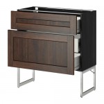 МЕТОД / ФОРВАРА Наполн шк 2 фрнт/3 средн ящ - 80x37x60 см, Эдсерум под дерево коричневый, под дерево черный