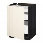 МЕТОД / МАКСИМЕРА Напольный шкаф с 1двр/3ящ - под дерево черный, Хитарп белый с оттенком, 60x60 см МЕТОД / МАКСИМЕРА Напольный шкаф с 1двр/3ящ - под дерево черный, Хитарп белый с оттенком, 60x60 см