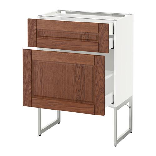 МЕТОД / МАКСИМЕРА Напольн шкаф 2фронт пнл/2низ/1вс ящ - белый, Филипстад коричневый, 60x37x60 см МЕТОД / МАКСИМЕРА Напольн шкаф 2фронт пнл/2низ/1вс ящ - белый, Филипстад коричневый, 60x37x60 см