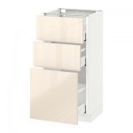 МЕТОД / МАКСИМЕРА Напольный шкаф с 3 ящиками - 40x37 см, Рингульт глянцевый кремовый, белый МЕТОД / МАКСИМЕРА Напольный шкаф с 3 ящиками - 40x37 см, Рингульт глянцевый кремовый, белый