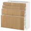 МЕТОД / МАКСИМЕРА Напольн шкаф 4 фронт панели/4 ящика - белый, Экестад дуб, 80x37 см