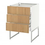 МЕТОД / МАКСИМЕРА Нплн шк 3 фрнт/3 средн ящика - белый, Экестад дуб, 60x60x60 см МЕТОД / МАКСИМЕРА Нплн шк 3 фрнт/3 средн ящика - белый, Экестад дуб, 60x60x60 см