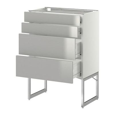 МЕТОД / ФОРВАРА Нплн шк 4 фронт/2 низк/2средн ящ - 60x37x60 см, Гревста нержавеющ сталь, белый МЕТОД / ФОРВАРА Нплн шк 4 фронт/2 низк/2средн ящ - 60x37x60 см, Гревста нержавеющ сталь, белый