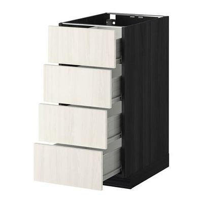 МЕТОД / ФОРВАРА Напольн шкаф 4 фронт панели/4 ящика - 40x60 см, Росдаль белый ясень, под дерево черный МЕТОД / ФОРВАРА Напольн шкаф 4 фронт панели/4 ящика - 40x60 см, Росдаль белый ясень, под дерево черный