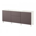 БЕСТО Комб для хран с дверц/ящ - белый/Вальвикен темно-коричневый, направляющие ящика,нажимные