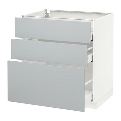 МЕТОД / МАКСИМЕРА Напольный шкаф с 3 ящиками - 80x60 см, Веддинге серый, белый
