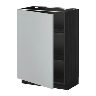 МЕТОД Напольный шкаф с полками - 60x37 см, Веддинге серый, под дерево черный МЕТОД Напольный шкаф с полками - 60x37 см, Веддинге серый, под дерево черный