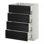 МЕТОД / МАКСИМЕРА Напольн шкаф 4 фронт панели/4 ящика - белый, Тингсрид под дерево черный, 60x37 см