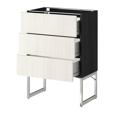 МЕТОД / ФОРВАРА Нплн шк 3 фрнт/3 средн ящика - 60x37x60 см, Росдаль белый ясень, под дерево черный МЕТОД / ФОРВАРА Нплн шк 3 фрнт/3 средн ящика - 60x37x60 см, Росдаль белый ясень, под дерево черный