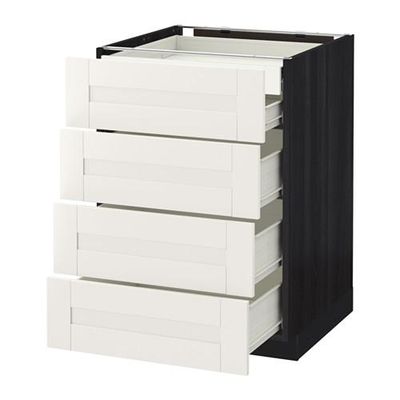 МЕТОД / ФОРВАРА Нплн шк 4фрнт/2нзк/3срд ящ - 60x60 см, Сэведаль белый, под дерево черный МЕТОД / ФОРВАРА Нплн шк 4фрнт/2нзк/3срд ящ - 60x60 см, Сэведаль белый, под дерево черный