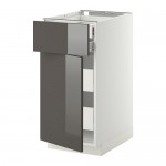 МЕТОД / ФОРВАРА Нплн шк дв/фрнт/2нзк/2срд ящ - белый, Рингульт глянцевый серый, 40x60 см