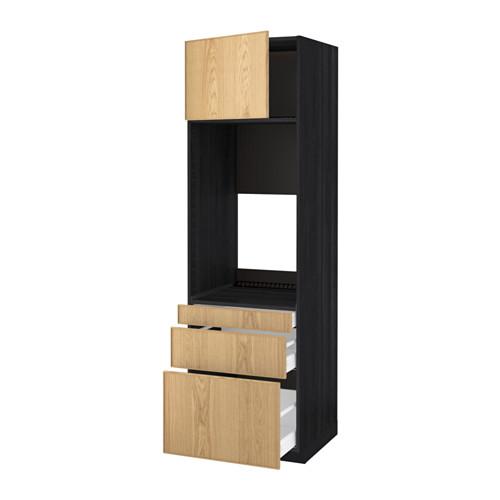 МЕТОД / МАКСИМЕРА Выс шкаф д/двойн духовки/3ящ/дверца - под дерево черный, Экестад дуб, 60x60x200 см МЕТОД / МАКСИМЕРА Выс шкаф д/двойн духовки/3ящ/дверца - под дерево черный, Экестад дуб, 60x60x200 см
