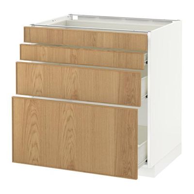 МЕТОД / ФОРВАРА Напольн шкаф 4 фронт панели/4 ящика - 80x60 см, Экестад дуб, белый МЕТОД / ФОРВАРА Напольн шкаф 4 фронт панели/4 ящика - 80x60 см, Экестад дуб, белый