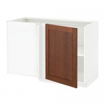 МЕТОД Угловой напольный шкаф с полкой - белый, Филипстад коричневый