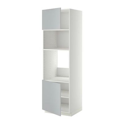 МЕТОД Выс шкаф д/духовки/СВЧ/2 дв/полки - 60x60x200 см, Веддинге серый, белый МЕТОД Выс шкаф д/духовки/СВЧ/2 дв/полки - 60x60x200 см, Веддинге серый, белый