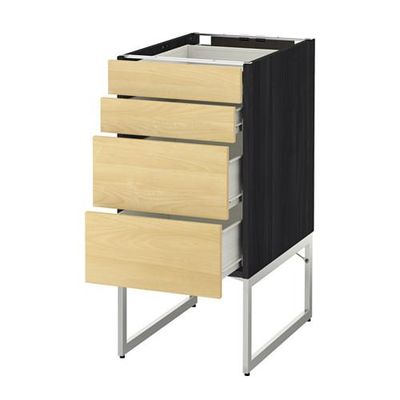 МЕТОД / ФОРВАРА Нплн шк 4 фронт/2 низк/2средн ящ - 40x60x60 см, Тингсрид под березу, под дерево черный МЕТОД / ФОРВАРА Нплн шк 4 фронт/2 низк/2средн ящ - 40x60x60 см, Тингсрид под березу, под дерево черный