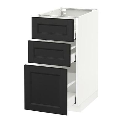 МЕТОД / МАКСИМЕРА Напольный шкаф с 3 ящиками - 40x60 см, Лаксарби черно-коричневый, белый МЕТОД / МАКСИМЕРА Напольный шкаф с 3 ящиками - 40x60 см, Лаксарби черно-коричневый, белый