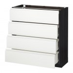 МЕТОД / ФОРВАРА Напольн шкаф 4 фронт панели/4 ящика - под дерево черный, Воксторп белый, 80x37 см МЕТОД / ФОРВАРА Напольн шкаф 4 фронт панели/4 ящика - под дерево черный, Воксторп белый, 80x37 см