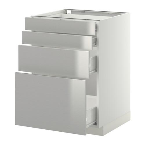 МЕТОД / ФОРВАРА Нплн шк 4 фронт/2 низк/2средн ящ - белый, Гревста нержавеющ сталь, 60x60 см