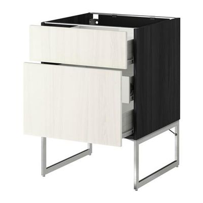 МЕТОД / ФОРВАРА Наполн шк 2 фрнт/3 средн ящ - 60x60x60 см, Росдаль белый ясень, под дерево черный