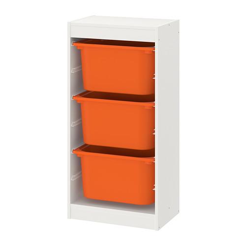 TROFAST комбинация д/хранения+контейнеры белый/оранжевый 46x30x94 cm