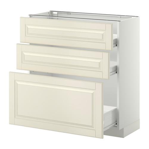 МЕТОД / ФОРВАРА Напольн шкаф 3фрнт пнл/2низк/1ср ящ - белый, Будбин белый с оттенком, 80x37 см МЕТОД / ФОРВАРА Напольн шкаф 3фрнт пнл/2низк/1ср ящ - белый, Будбин белый с оттенком, 80x37 см