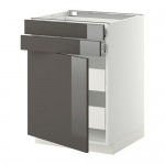 МЕТОД / ФОРВАРА Нплн шк двр/2фрнт/2нзк/2срд ящ - белый, Рингульт глянцевый серый, 60x60 см