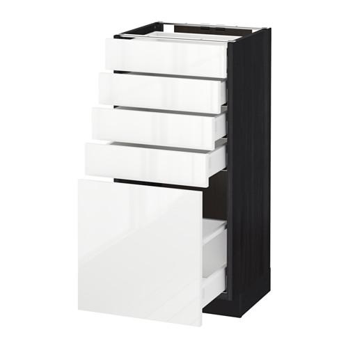 МЕТОД / МАКСИМЕРА Напольный шкаф с 5 ящиками - под дерево черный, Рингульт глянцевый белый, 40x37 см