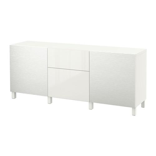 БЕСТО Комбинация для хранения с ящиками - Лаксвикен белый/Сельсвикен глянцевый/белый, направляющие ящика, плавно закр