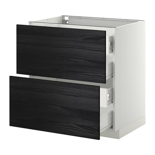 МЕТОД / ФОРВАРА Напольн шкаф 2 фронт пнл/4 средн ящ - белый, Тингсрид под дерево черный, 80x60 см МЕТОД / ФОРВАРА Напольн шкаф 2 фронт пнл/4 средн ящ - белый, Тингсрид под дерево черный, 80x60 см