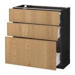МЕТОД / ФОРВАРА Напольный шкаф с 3 ящиками - 80x37 см, Экестад дуб, под дерево черный МЕТОД / ФОРВАРА Напольный шкаф с 3 ящиками - 80x37 см, Экестад дуб, под дерево черный