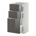 МЕТОД / ФОРВАРА Напольный шкаф с 3 ящиками - 40x37 см, Рингульт глянцевый серый, белый МЕТОД / ФОРВАРА Напольный шкаф с 3 ящиками - 40x37 см, Рингульт глянцевый серый, белый