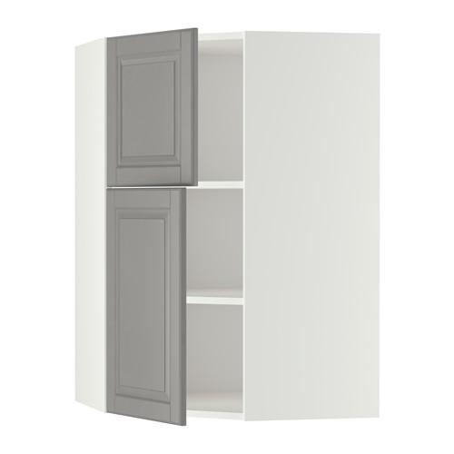 МЕТОД Угловой навесной шкаф+полки/2дверцы - белый, Будбин серый МЕТОД Угловой навесной шкаф+полки/2дверцы - белый, Будбин серый