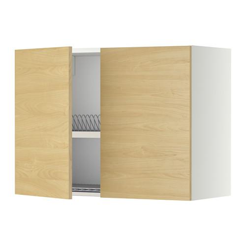 МЕТОД Навесной шкаф с посуд суш/2 дврц - 80x60 см, Тингсрид под березу, белый