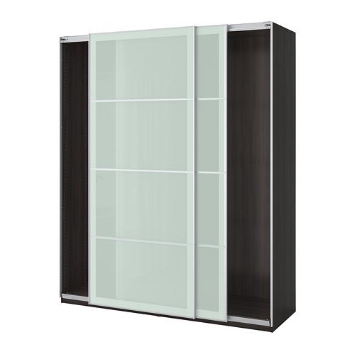 eend menigte regeling PAX wardrobe with sliding doors black-brown / Sekken frosted glass  200x66x236 cm (299.320.15) - reviews, price where to buy