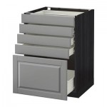 МЕТОД / ФОРВАРА Напольный шкаф с 5 ящиками - 60x60 см, Будбин серый, под дерево черный МЕТОД / ФОРВАРА Напольный шкаф с 5 ящиками - 60x60 см, Будбин серый, под дерево черный