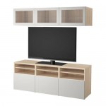 БЕСТО Шкаф для ТВ, комбин/стеклян дверцы - под беленый дуб/Лаппвикен светло-серый прозрачное стекло, направляющие ящика,нажимные БЕСТО Шкаф для ТВ, комбин/стеклян дверцы - под беленый дуб/Лаппвикен светло-серый прозрачное стекло, направляющие ящика,нажимные