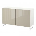 БЕСТО Комбинация для хранения с дверцами - белый глянцевый/бежевый БЕСТО Комбинация для хранения с дверцами - белый глянцевый/бежевый