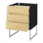 МЕТОД / ФОРВАРА Нплн шк 3 фрнт/3 средн ящика - 60x60x60 см, Тингсрид под березу, под дерево черный