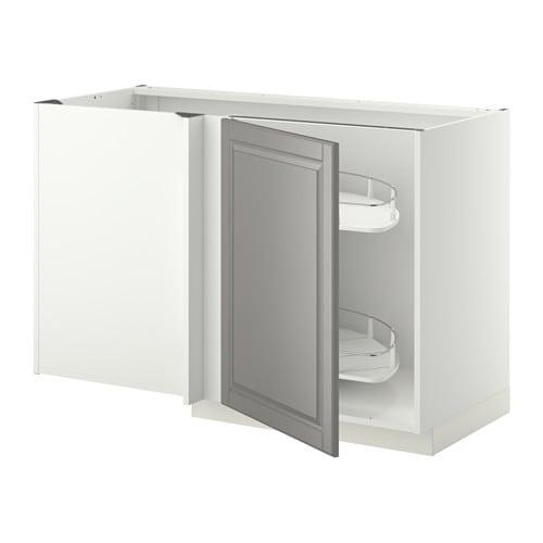 МЕТОД Угловой напол шкаф с выдвижн секц - белый, Будбин серый МЕТОД Угловой напол шкаф с выдвижн секц - белый, Будбин серый