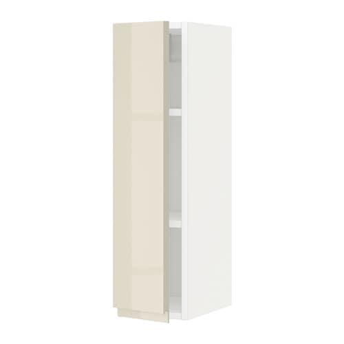 МЕТОД Шкаф навесной с полкой - белый, Воксторп глянцевый светло-бежевый, 20x80 см
