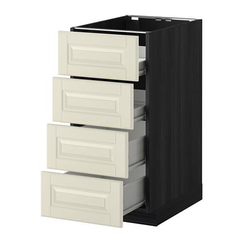 МЕТОД / ФОРВАРА Напольн шкаф 4 фронт панели/4 ящика - под дерево черный, Будбин белый с оттенком, 40x60 см
